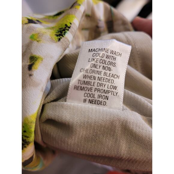 Apt9 Lime Graphic Sleeveless Mini Dress L Lined Beachy Elastic Waist Quarter Zip - Picture 12 of 12